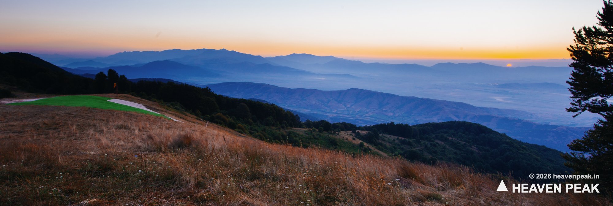 Sunrise over Himalayan ridges on the Brahmatal trek